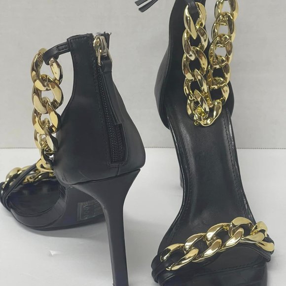 Black high heels~ Quipid~ with chains~ size 8 1/2~ Very good condition - Picture 7 of 9